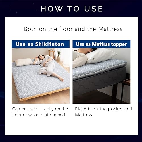 Miniatura 6 de EMOOR Colchón híbrido de futón plegable, espuma de uretano de alta resistencia 150N con funda acolchada lavable, tamaño Queen japonés (76.8 x 63 x