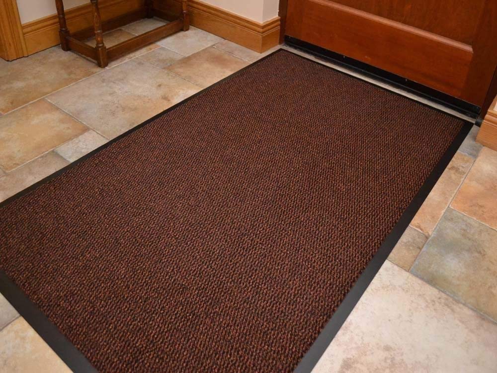 TrendMakers MEDIUM (BROWN & BLACK) DOOR MAT BARRIER MAT PVC EDGED ANTI SLIP KITCHEN ENTRANCE OFFICE HALLWAY RUNNER MATS DOORMAT FLOOR MATS 60X90CM (2ft x 3ft)