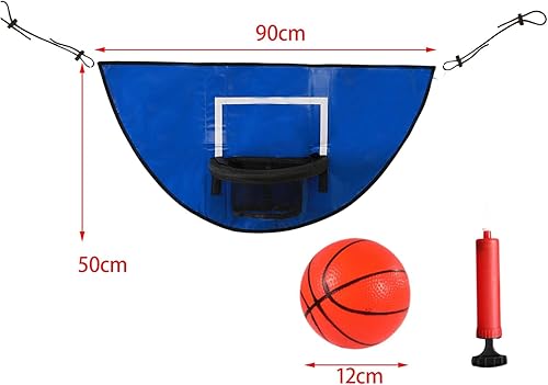 Miniatura 6 de Aro de baloncesto para cama elástica, con bomba y mini baloncesto, juguetes deportivos, mini aro de baloncesto para cama elástica con recinto para