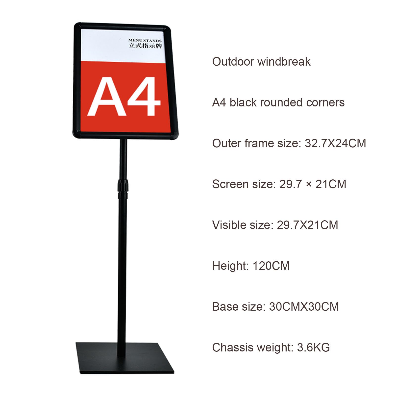 Soporte ajustable de pie para carteles, menús, anuncios, ventas, avisos, exhibición de señalización
