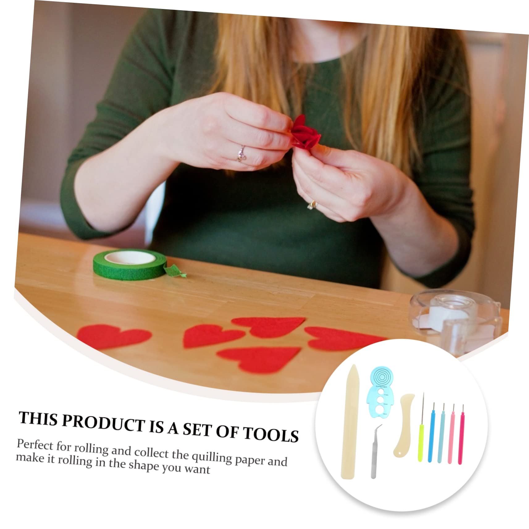 ARTIBETTER Essential Quilling Kit 9 Pcs Slotted Needle Pen Paper Quilling Set Craft Tools for DIY and Greeting Cards Random Color