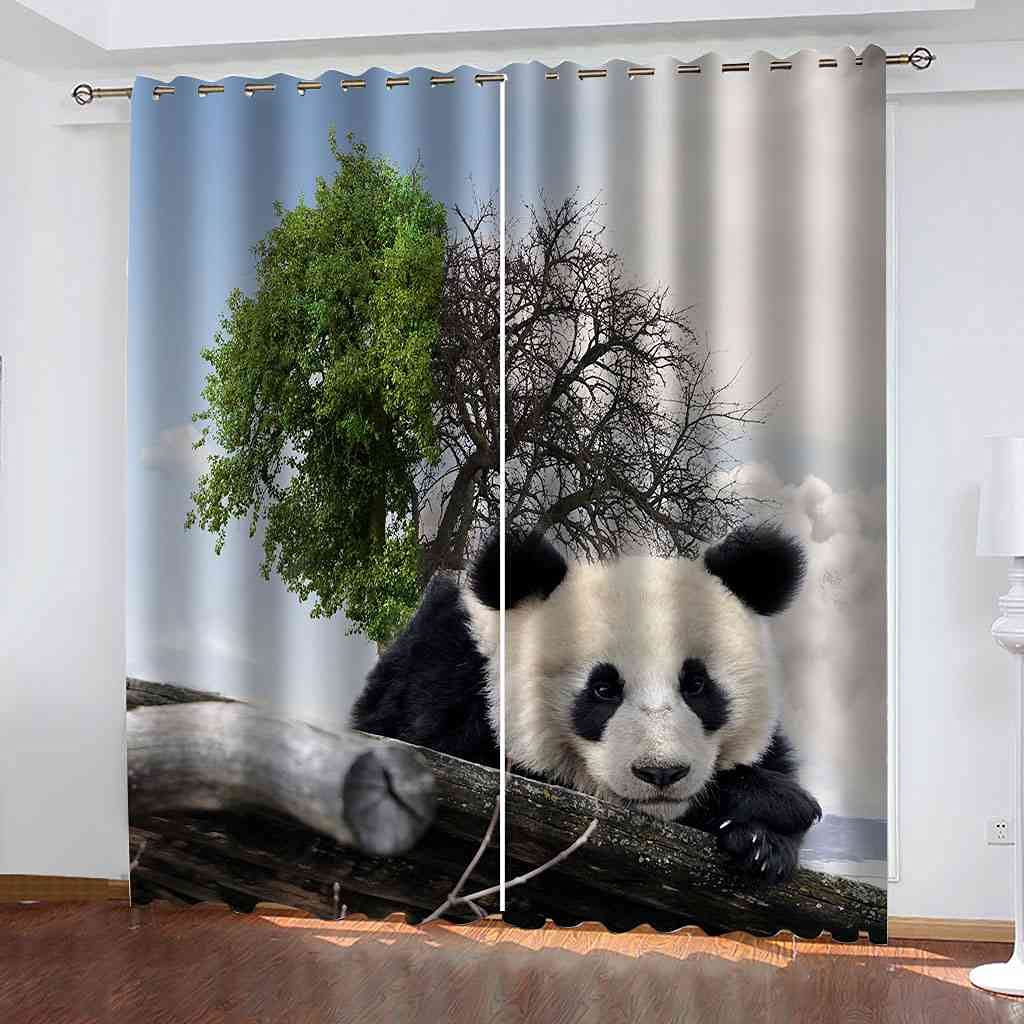 Rideaux occultants d'enfant 3D panda isolant phonique rideau oeillets salon 200x214 cm