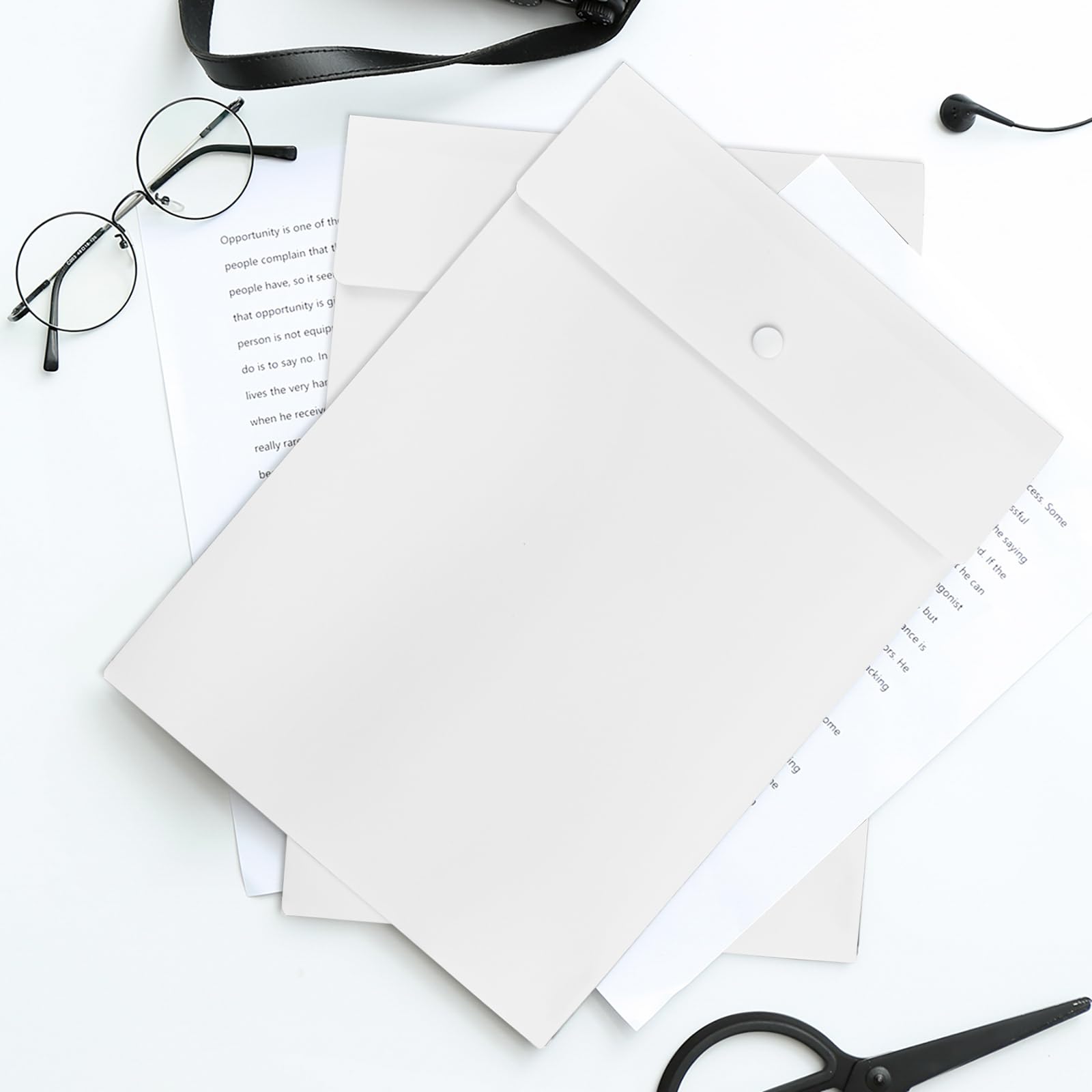 VANRA Vertical File Folders Poly Filing Envelope Plastic Project Folder with Snap Button Closure for A4 Letter Size Paper (Pack of 5 - Image 2