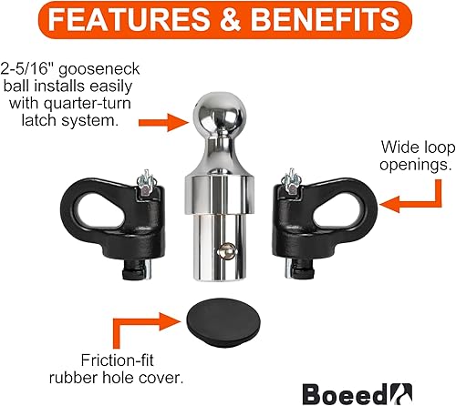 Miniatura 2 de Juego de bolas de enganche de cuello de cisne 60639, compatible con Ford F250 F350 F450 2013-2025, Chevrolet Silverado 2016-2025, GMC Sierra y