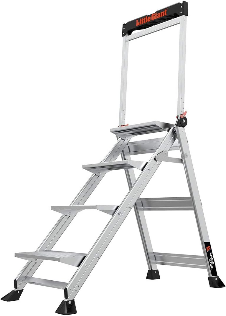Ladders, Jumbo Step, 4-Step, 3 foot, Step Stool, Aluminum, Type 1AA, 375 lbs weight rating, (11904), Gray