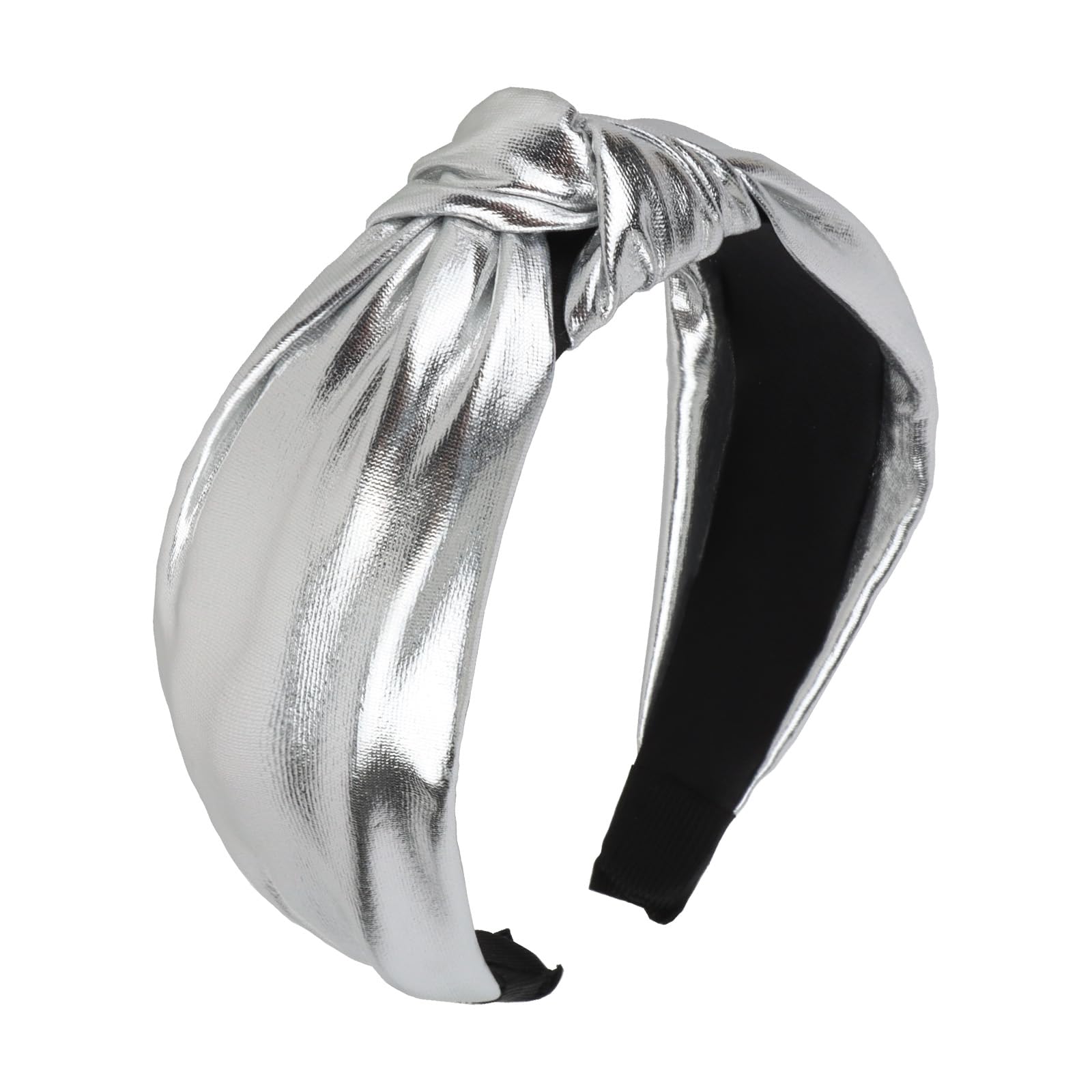 YISSION Silver Knotted Headband Wide Headbands for Women No Slip Fashion Head Band Top Knot Hairband Hair Accessories for Women