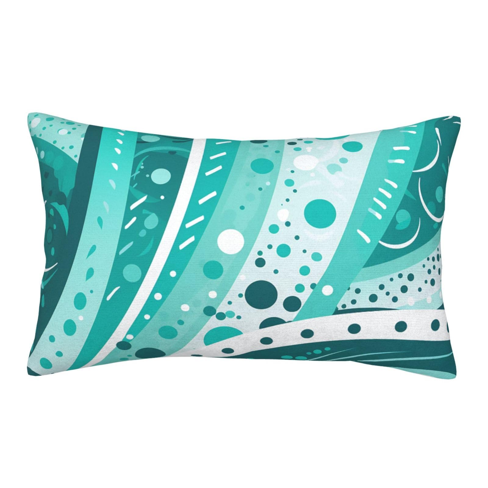 Velvet Pillowcases 20"x30" Ultra Soft Breathable Pillow Cases, Luxury Fuzzy Throw Pillow Covers with Zipper, Turquoise and White Background Pillow Shams All Seasons Decorative Cushion Cases for Couch