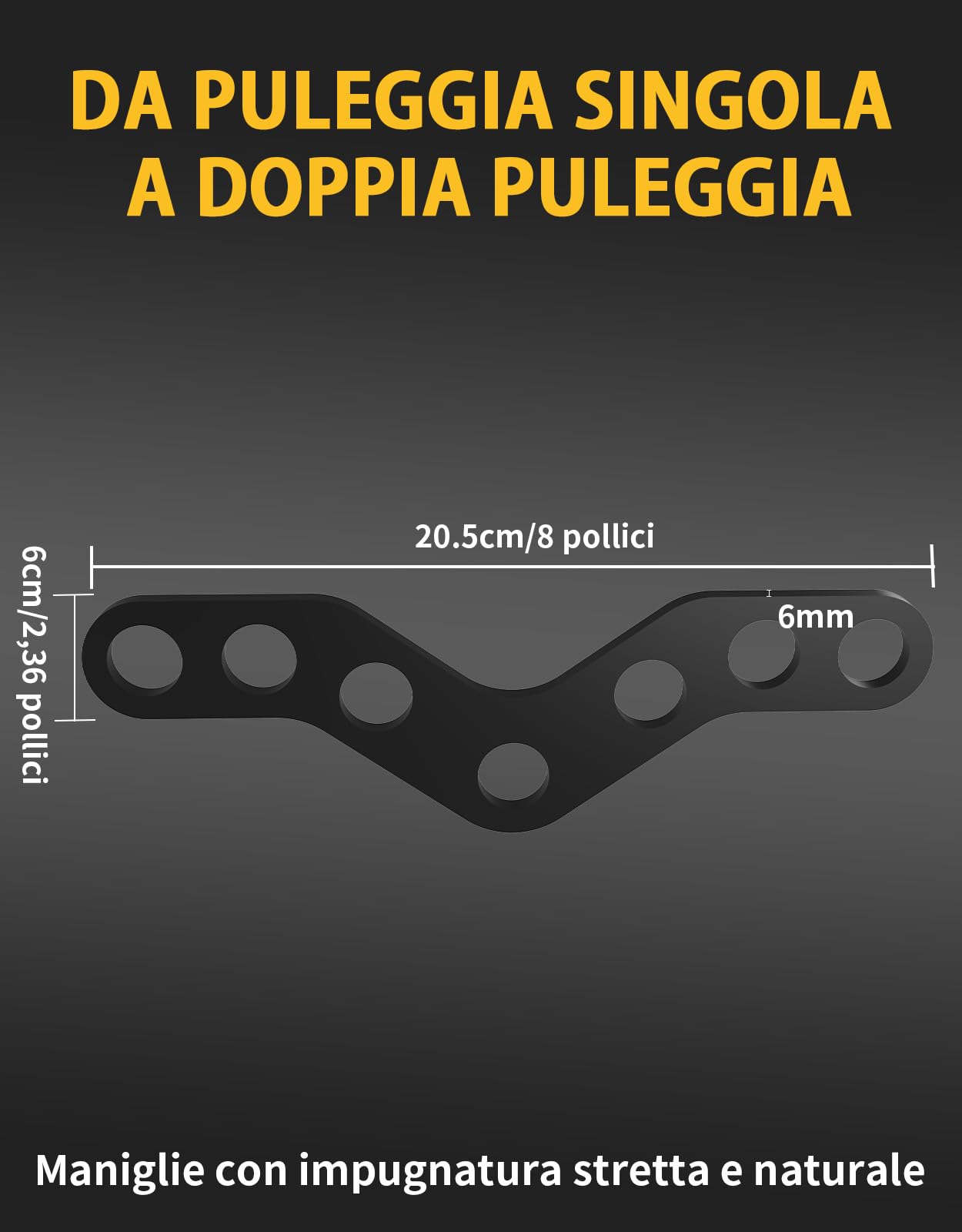 Adattatore 2:1 per Accessori Cavo, Barra LAT Pulldown Regolabile, Accessori per Macchine con Cavi da Palestra – 15cm