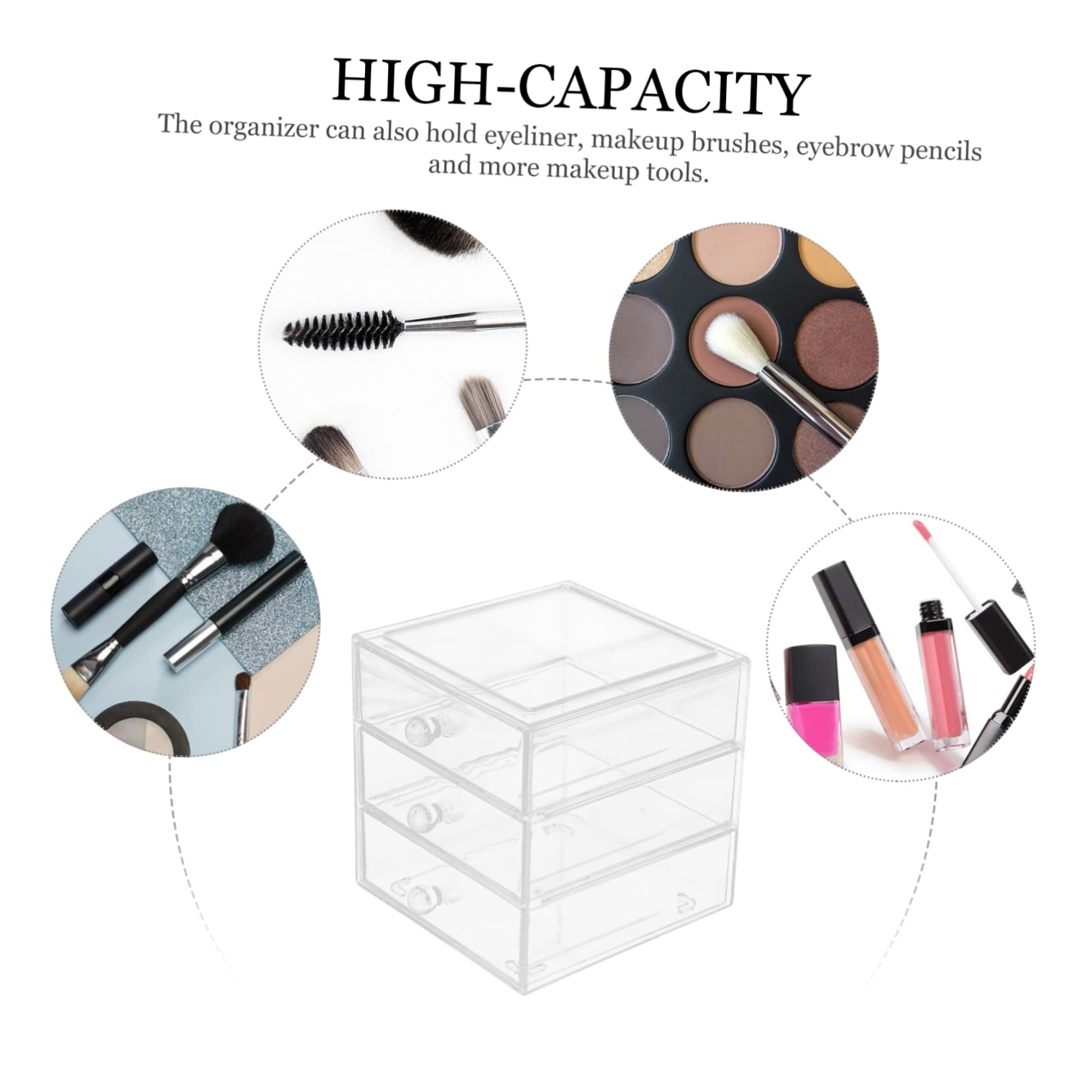 Gadpiparty Caja De Almacenamiento De Cosméticos De Escritorio Organizador De Maquillaje Con Cajones Caja De Almacenamiento De Cosméticos Transparente Para Tocador Almacenaje De Cosmetica