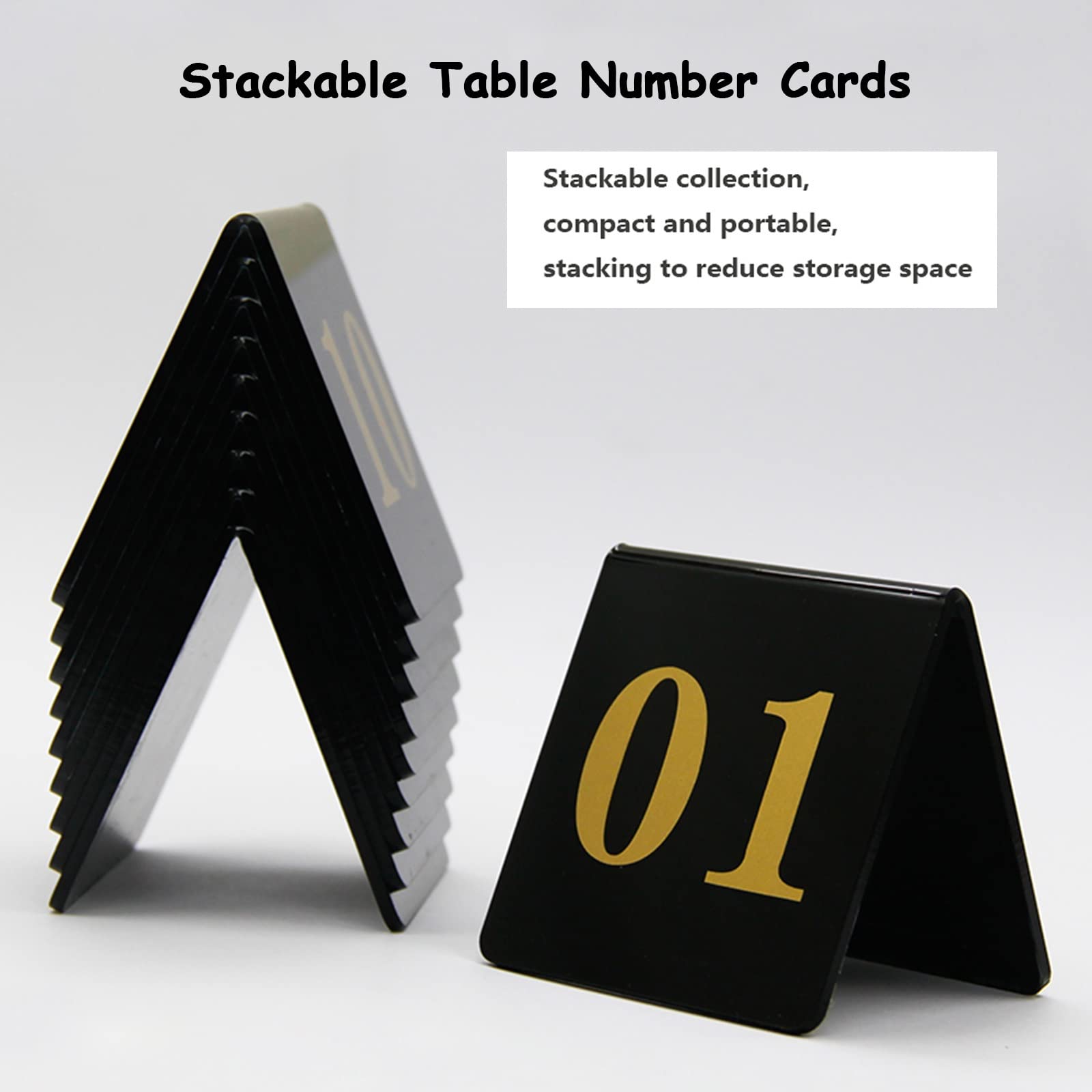 Tarjetas acrílicas para números de mesa 1-25/50/100 Placas de carteles digitales de doble cara - Fácil de leer - Permite a los invitados sentarse rápidamente, para restaurantes, bares, fiestas, tarj