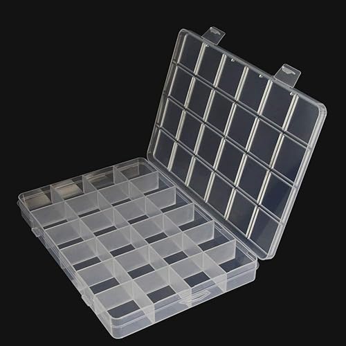 Vista 5 de Bettomshin Caja de almacenamiento de componentes PP 7.6 x 5.2 x 0.87 pulgadas, contenedor organizador de plástico, 24 rejillas fijas, cajas de 2