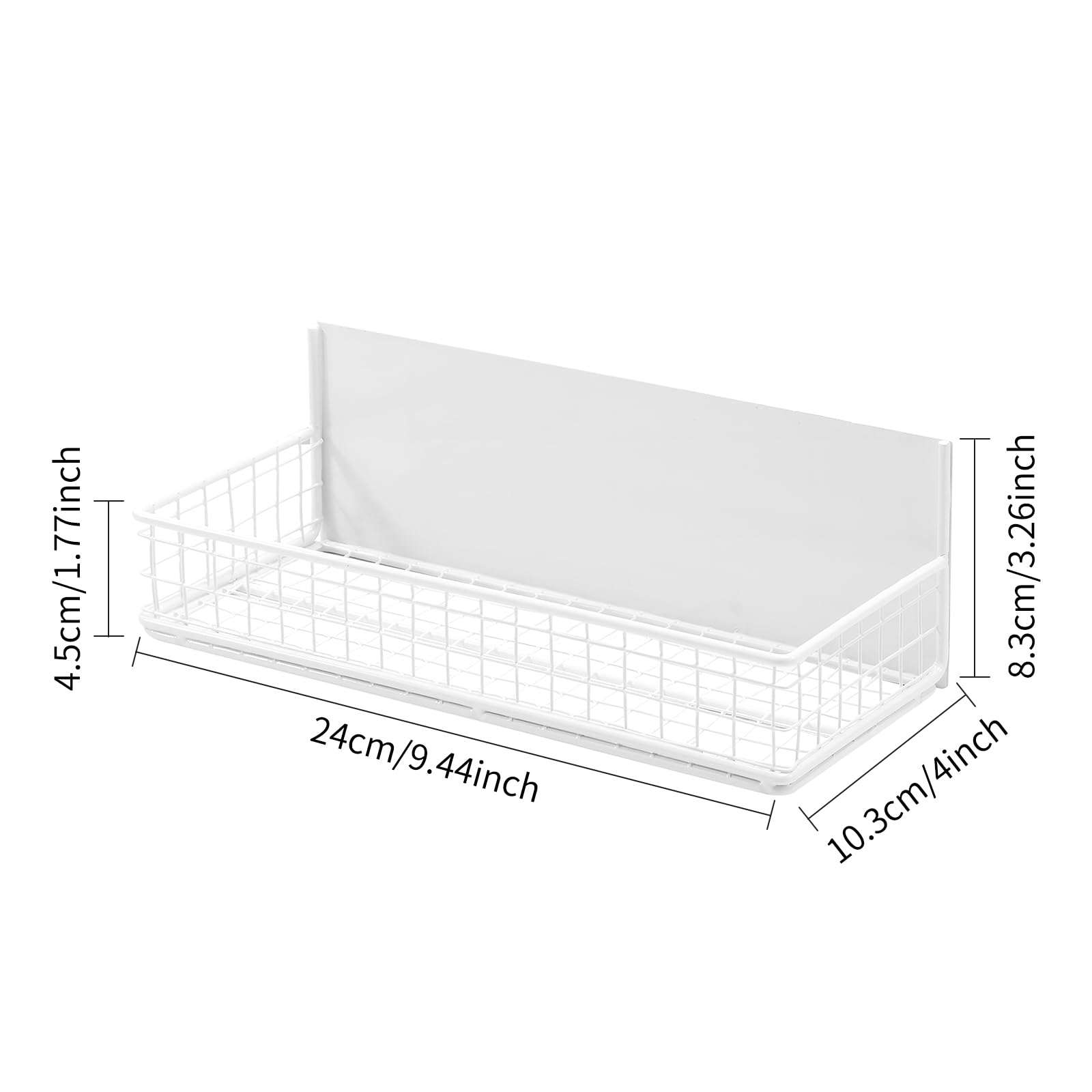Ganydet Magnetic Basket, Magnetic Shelf for Fridge, Magnetic Spice Rack for Refrigerator Wire Mesh Magnetic Organizer Holder Accessories for Office Kitchen Classroom Storage,White, 9.44