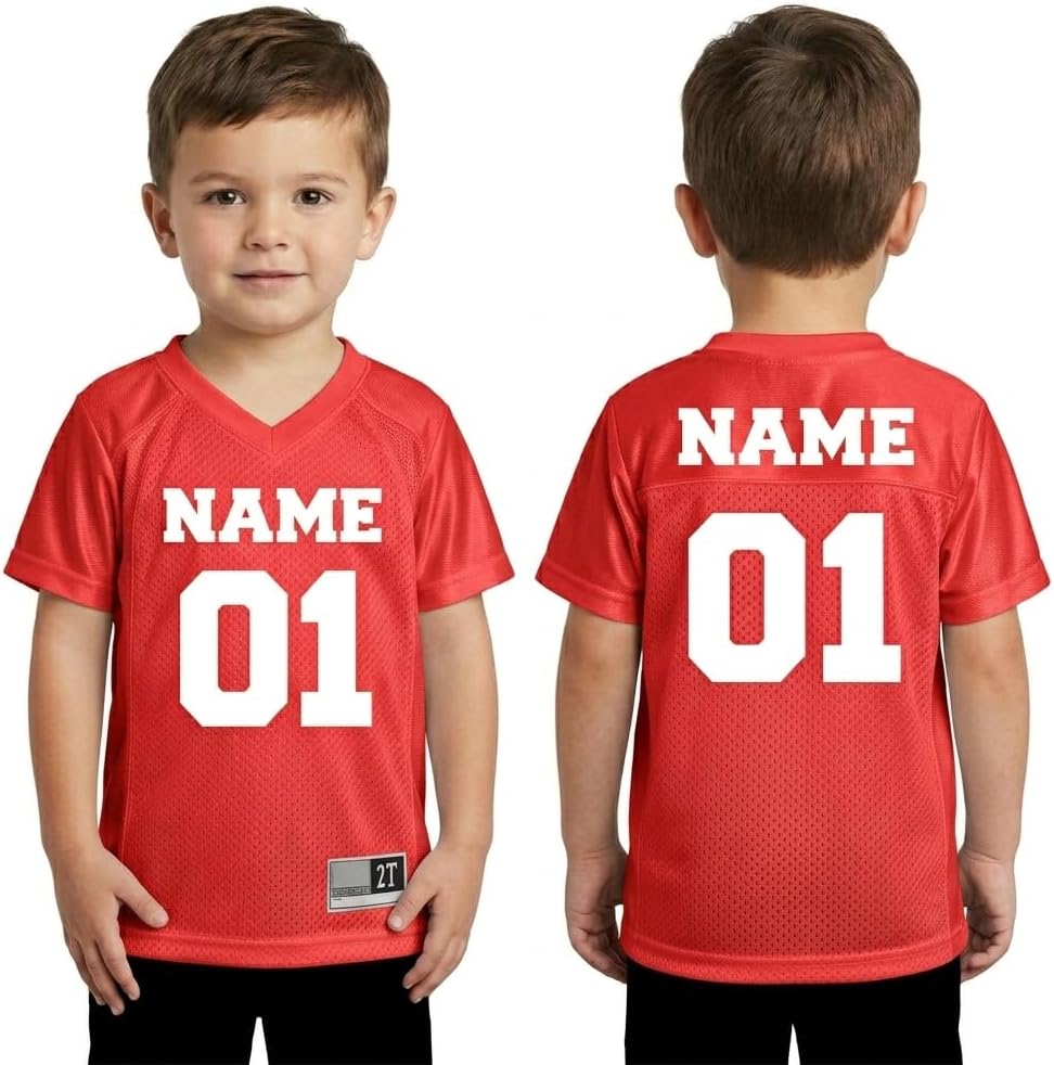 Premium Custom Toddler Football Jersey – Personalized Name & Number Kids Shirt, Baby Boys & Girls Game Day Gift