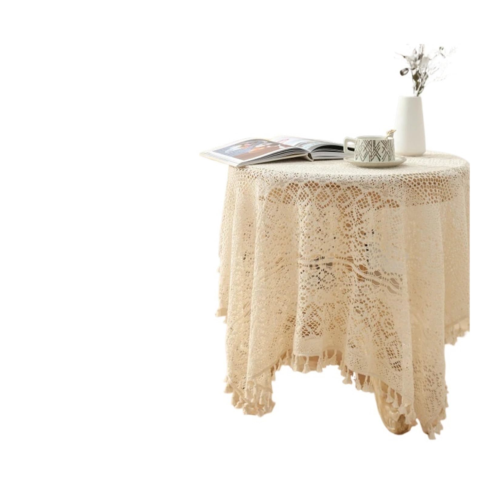 VIOLDHHJK Lace Tablecloth Vintage Handmade Crochet Tablecloth Macrame Lace Table Cloth Covers Rectangle For Kitchen Dinning Tabletop Party(Color 7,1Pc 120x120cm)