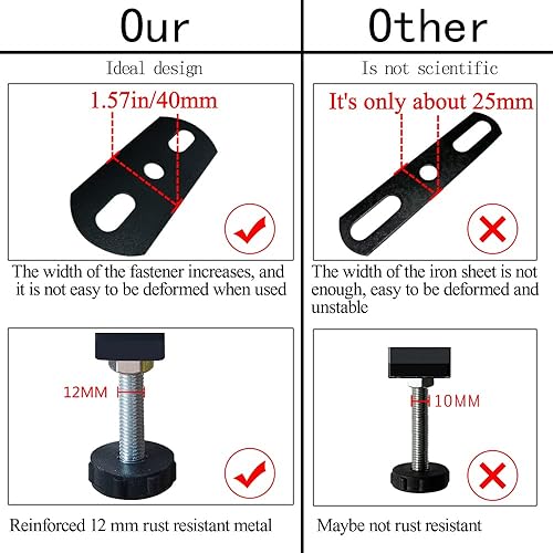 Miniatura 5 de N+A KUSRUP - Patas de metal de altura ajustable para muebles de cama, patas de pie de marco central, patas de soporte de listones para plataforma de