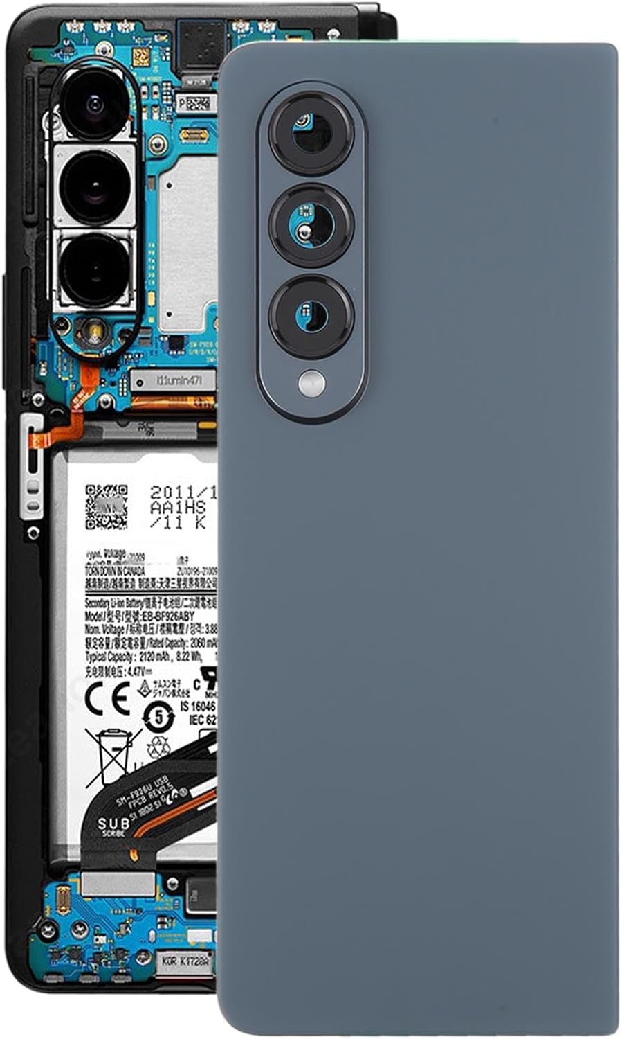Battery Back Cover Replacement Compatible with Samsung Galaxy Z Fold4 SM-F936B,Replacement Glass Battery Door Back Cover (White)