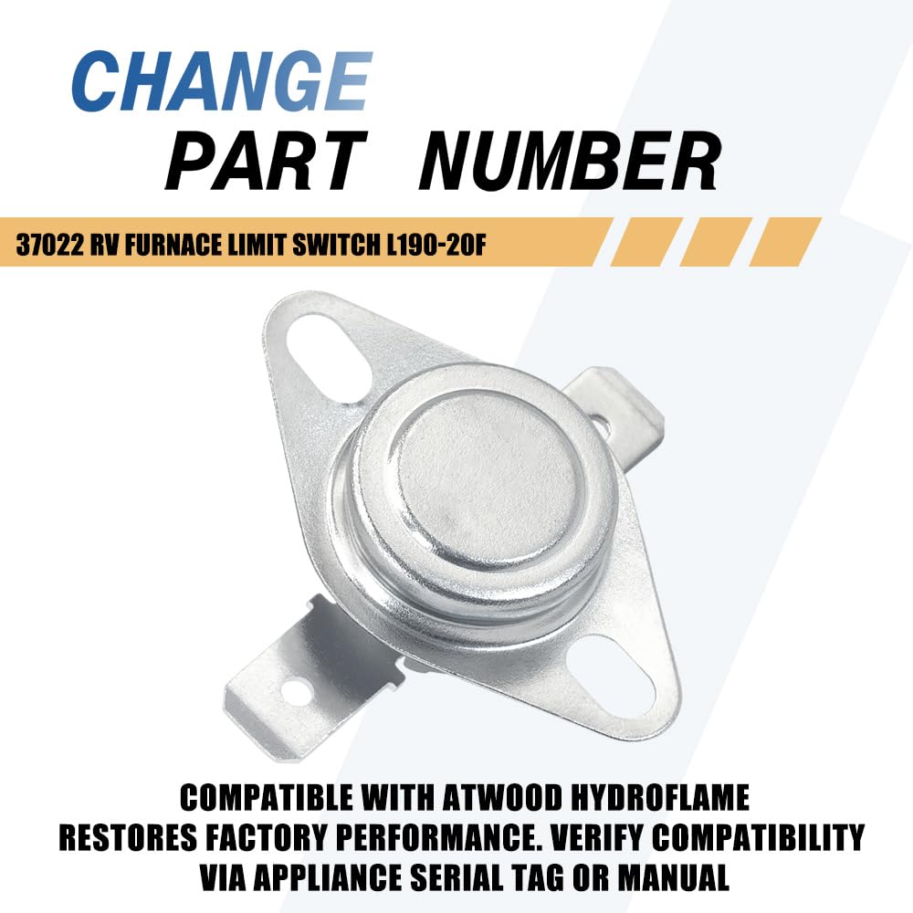 3-Pack 37022 RV Furnace Limit Switch L190-20F Compatible with Atwood HydroFlame 8500 Series Pellethead