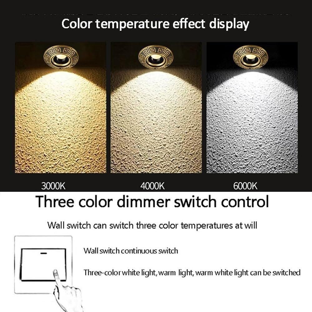 Paquete de 2 focos LED empotrables para Techo, downlights empotrables de 7 W, focos antideslumbrantes, Bisel de latón, Regulables, Kit de Montaje del Bisel.,