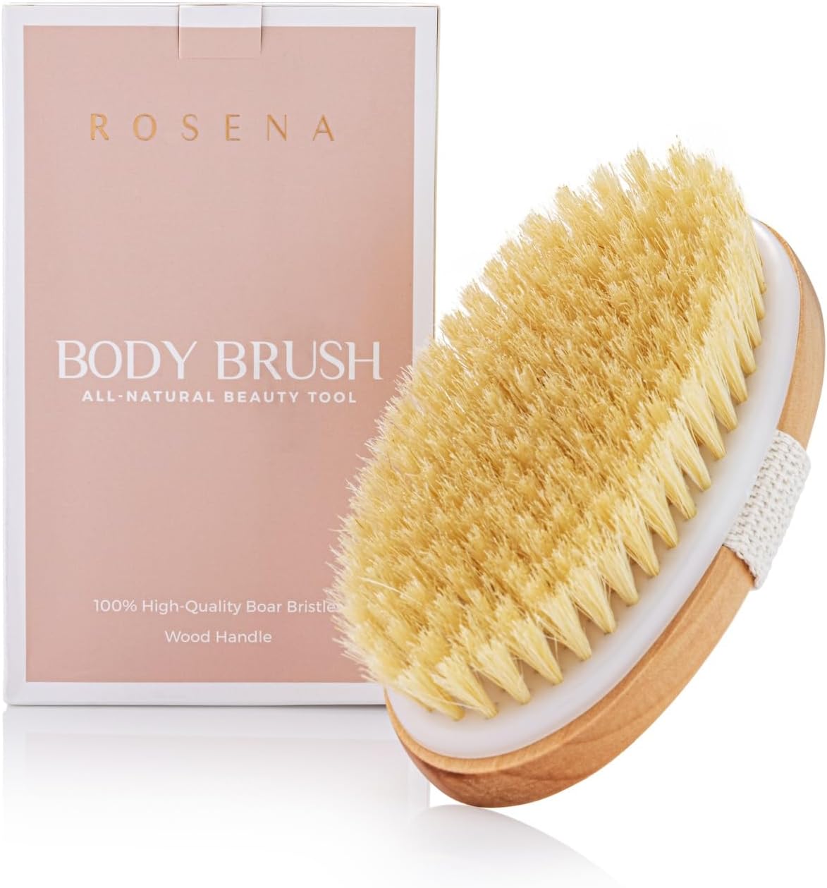 Droog borstelen lichaamsborstel – Beste voor het exfoliëren van droge huid, lymfedrainage en cellulitisbehandeling – Organische Spa Exfoliator en Massage Scrub Brush met natuurlijke varkenshaar