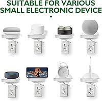 Vista 7 de Soporte de estante para enchufe, decoración de baño con gestión de cables integrada, una solución de ahorro de espacio para Homepod Mini, Google