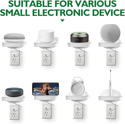 Miniatura 7 de Soporte de estante para enchufe, decoración de baño con gestión de cables integrada, una solución de ahorro de espacio para Homepod Mini, Google