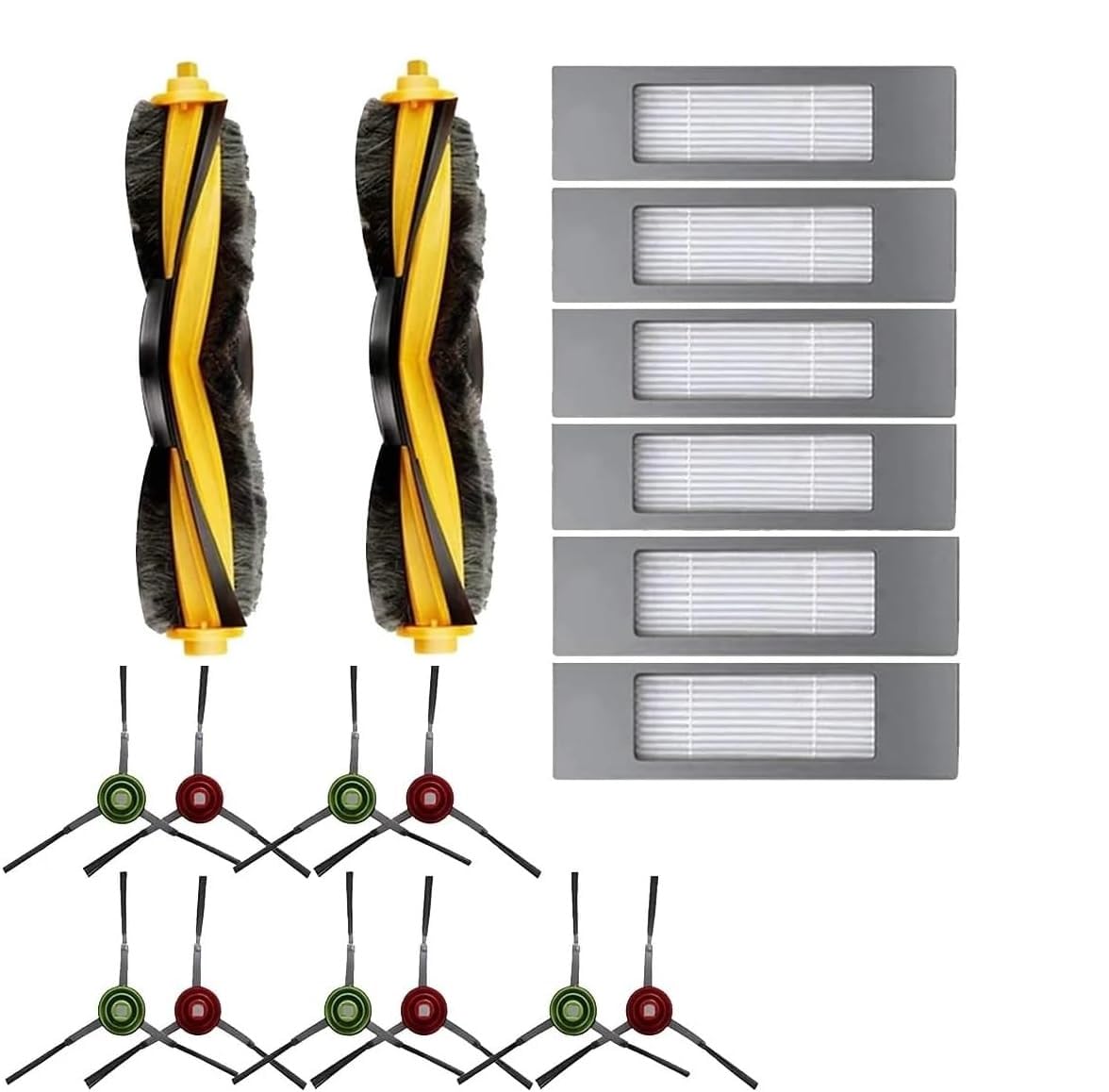 Replacement Parts For Vacuum Ecovacs DEEBOT OZMO 920 950 T8 AIVI Max T9 T5 N5 N7 N8+ N8 Pro DX55 DX93 DJ65, 2 Main Roller Brush, 5 HEPA Filters, 10 Side Brushes