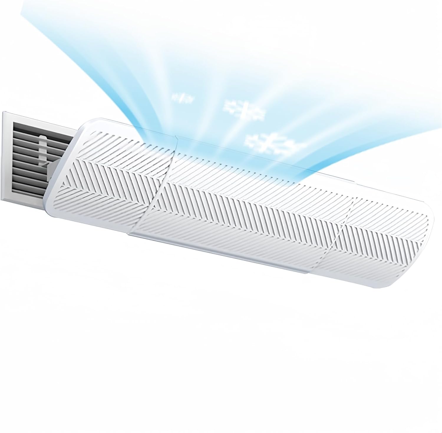 QIANDAHOM-AC Air Vent Deflector for Central Air Conditioner's Register and Grille, Adjustable Angle and Length Ceiling Vent Deflector, High Efficiency Purification Filter Cotton, Fit 22 to 47 in Side air outlets