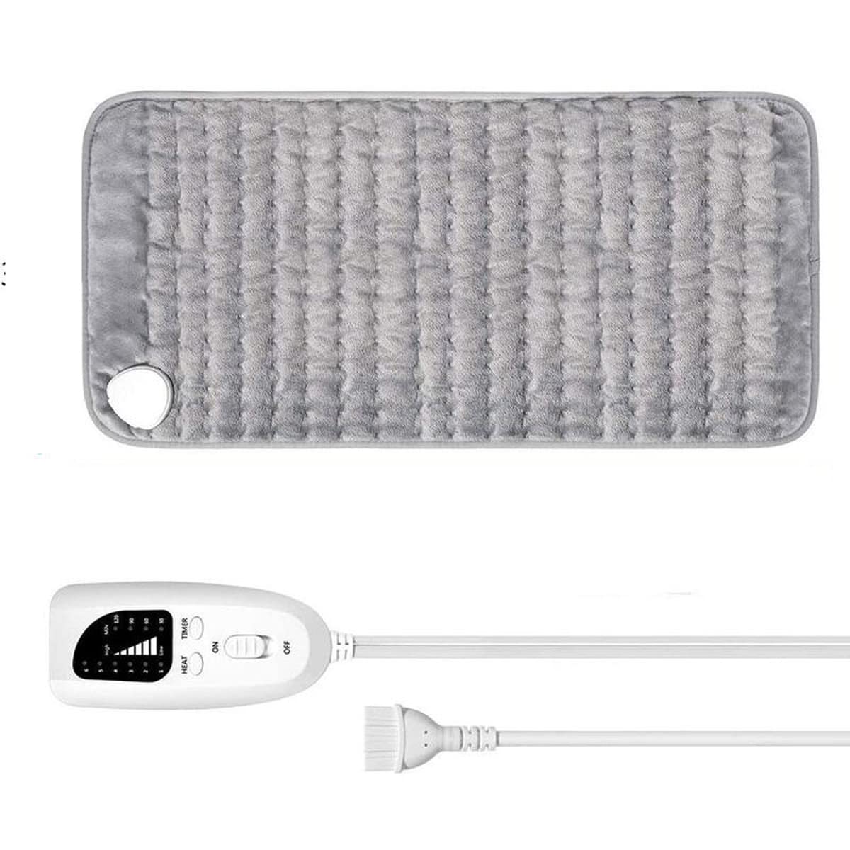 Almohadilla Térmica Eléctrica con Apagado Automático, 6 Calentamiento Niveles Esterilla Calor Electrica, 4 Mode Temporizadores, Manta Termica para La Espalda, Brazos y Piernas(Color:Gris)