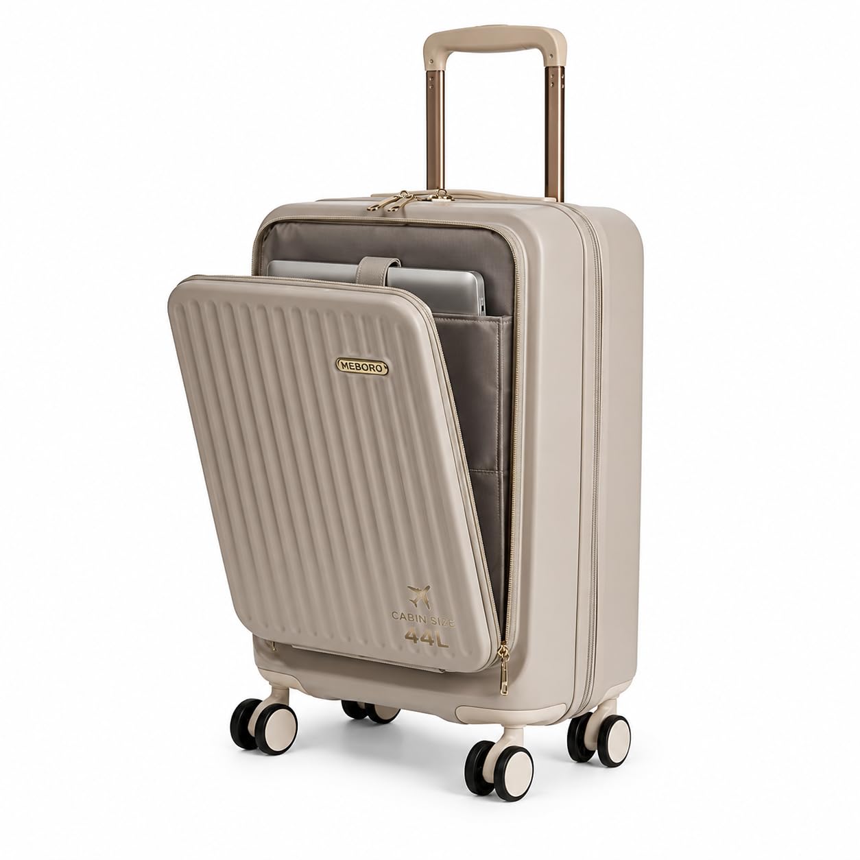 Cabin Trolley Bag Small | 55 CM Polycarbonate Hard Shell | Ivory | Front Opening Laptop Compartment | TSA Lock | 360° Spinner Wheels | 40L | 3 KG-image-26