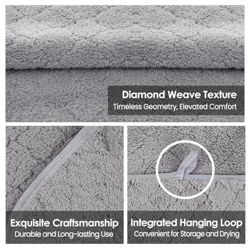 Image of JML Luxury Hotel & SPA Bath Towels (2 Pack, 30 inchx60 inch) - 350GSM High Density Fleece Towel Sets - Super Soft and Absorbent, Lint Free, Fade Resistant Bath Towel (Pack of 2-GreyGrid)