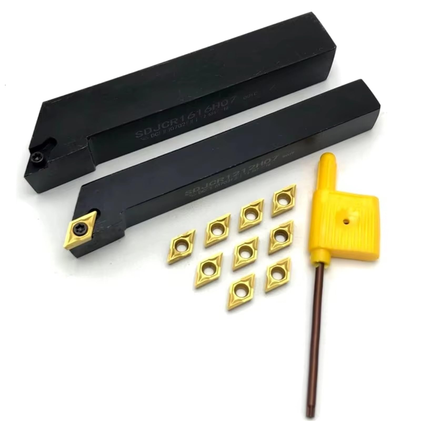 Plaquette Carbure DCMT070204 VP15TF UE6020 US735 + 1 Porte-outil De Tournage CNC SDJCR1010H07 SDJCR1212H07 SDJCR1616H07 Plaquettes de Carbure CNC(DCMT070204 VP15TF,SDJCR1212H07)