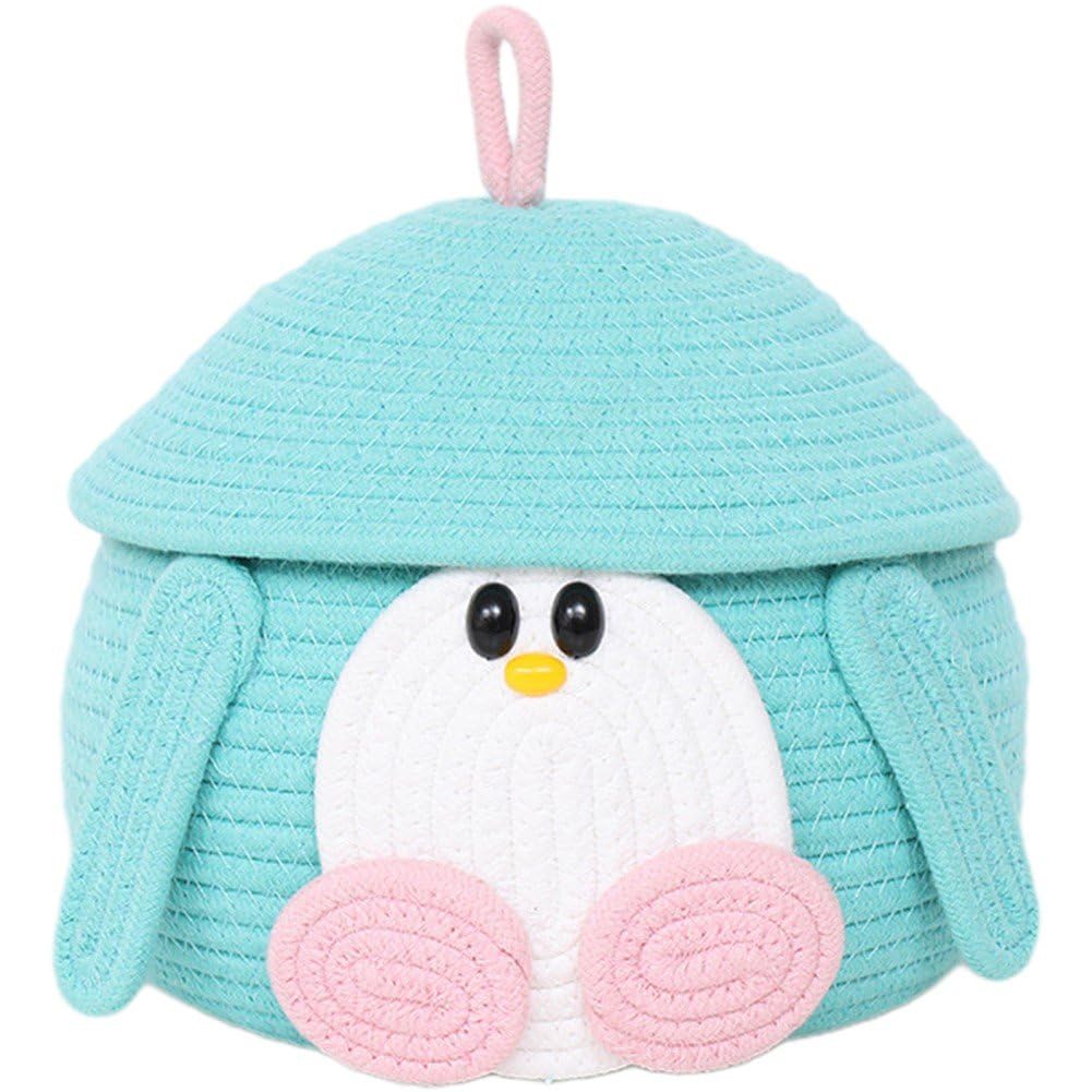 Panier tissé en corde de coton avec couvercle anti-poussière pour snacks