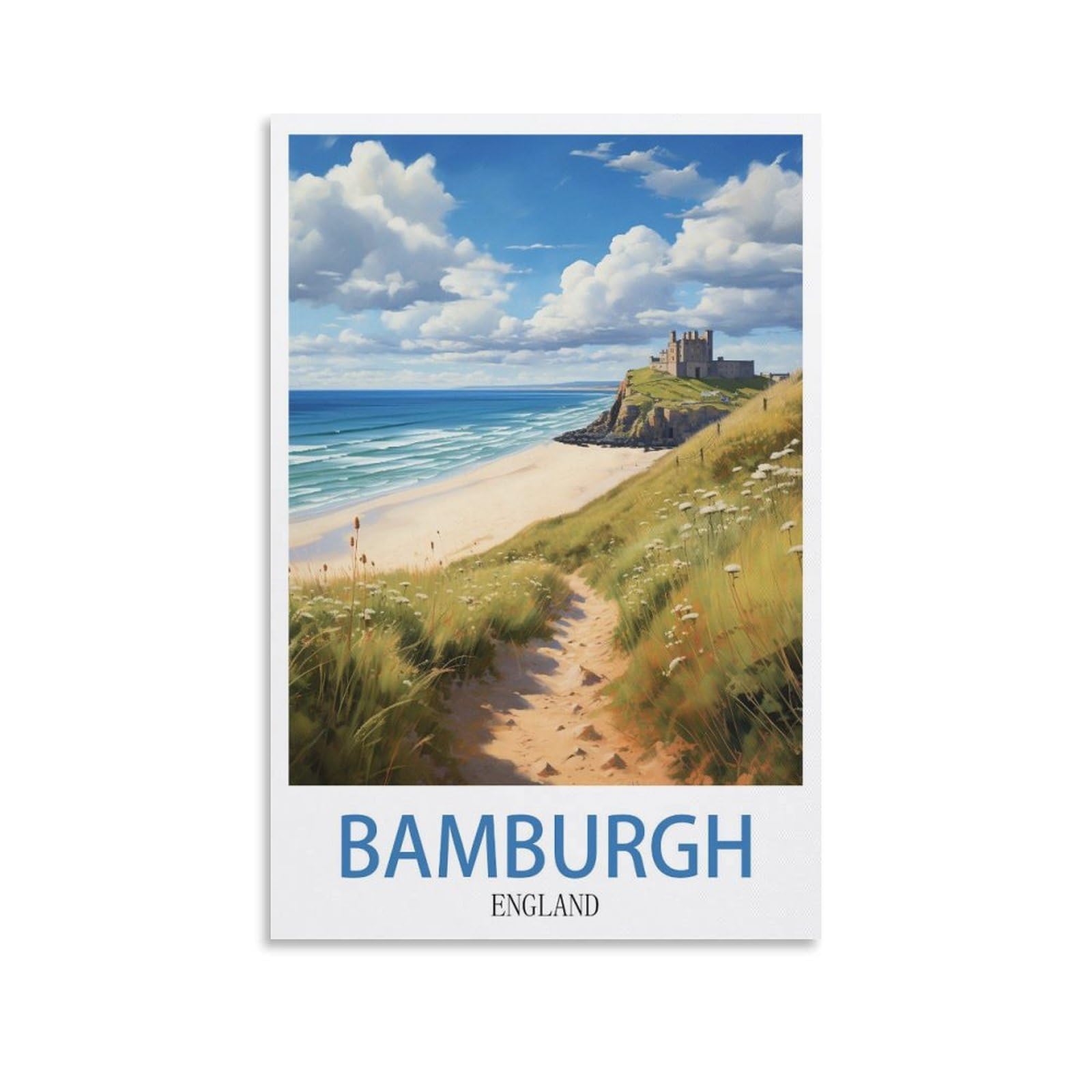 EZMLFA 5D Diamond Art Kits for Beginner,Bamburgh England,Diamond Art Kits Gem Cross Stitch Easy Kits for Beginner Crystal Art Crafts Home Wall Decor 40x50cm