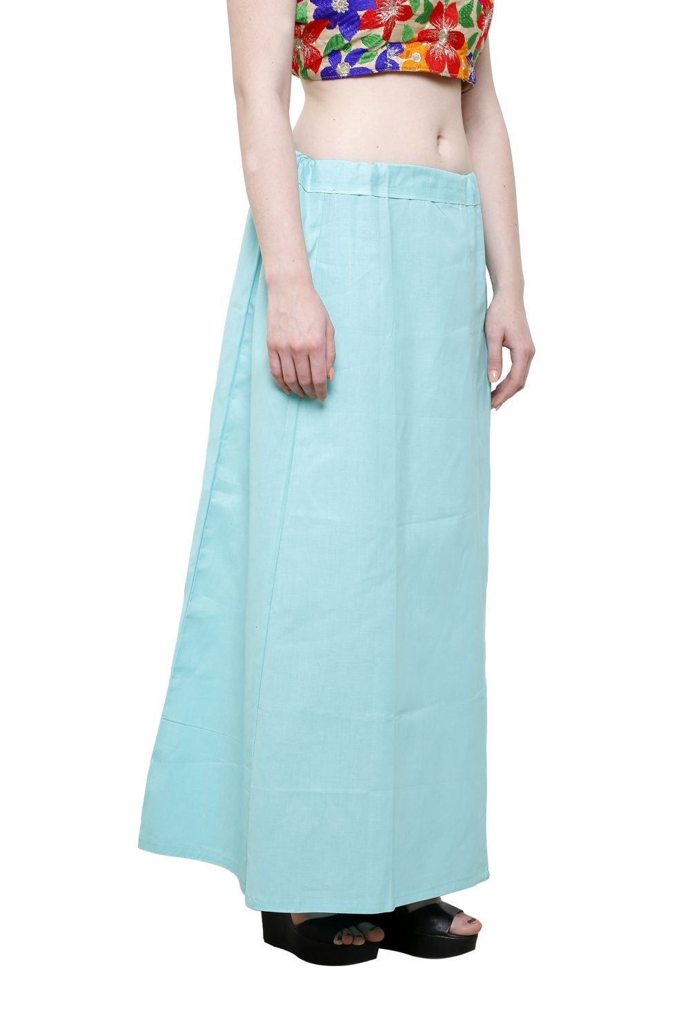 Pistaa's Women's Cotton Sky Blue Colour Best Ethinic Solid Inskirt Saree Petticoats - Image 4 thumbnail