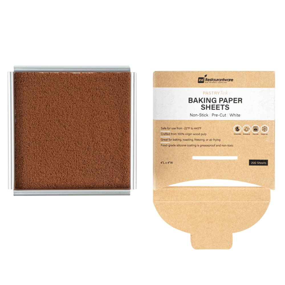 Pastry Tek - Hoja de papel para hornear de papel blanco, precortada, recubierta de silicona, 4 x 4 pulgadas, caja de 1000 unidades