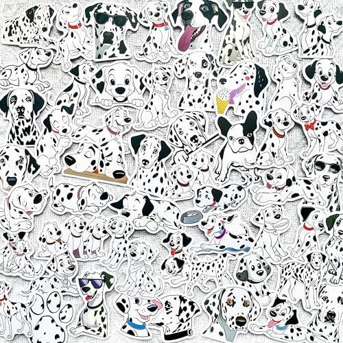 50 PCS Dalmatian Dog Stickers Waterproof Vinyl Spotted Dog Decals for Laptop Water Bottle Journal Scrapbook Luggage Decor