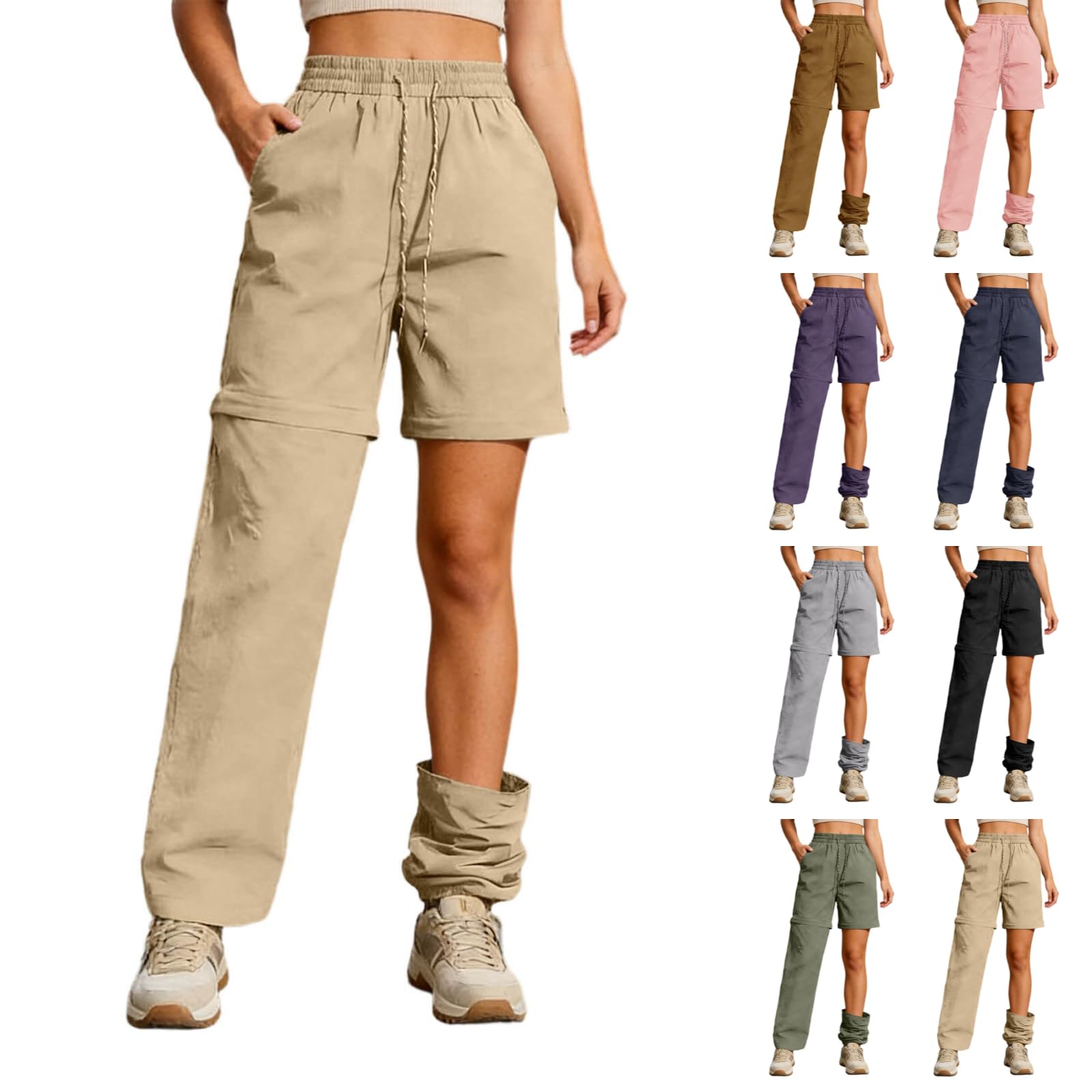 Pantalones de Senderismo para Mujer, Convertibles con Cremallera, Ligeros, Transpirables y de Secado Rápido, Pantalones Técnicos de Exterior para Trekking, Jardín, Trabajo, Safari Verano y Actividades