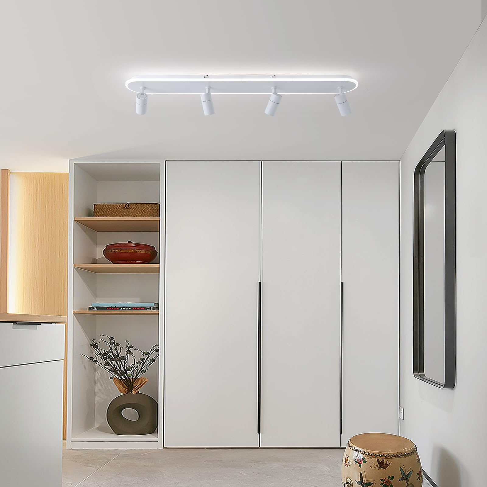 GEADI Plafon LED Techo 110 cm, Lámpara de Techo 4 Focos, 58 W Plafones de Techo Modernos Regulable para Salón, Dormitorio, Cocina, Comedor, Pasillo