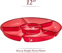 Vista 88 de Plasticpro Bandeja redonda de plástico para servir 6 seccionales (2, negro)