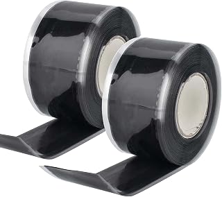AccEncyc 2 Roll Self Fusing Silicone Repair Tape 1in x 10ft Black Self-Fusing Silicone Tape Hose Repair Tape Pipe Repair Tape for Water Leaks, Cable Bandage, Tool Fixing