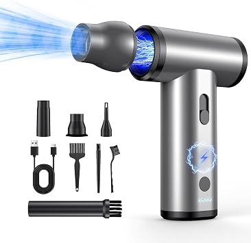 Compressed Air Duster - 300000RPM Super Power Air Duster Electric Rechargeable Brushless Motor Durable Mini Blower 6X Fast Compressed Air Blower for PC Computer Keyboard Outdoor Home Car