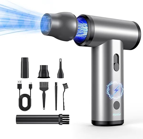 Compressed Air Duster, 300000RPM Air Duster Electric Cleaner for Keyboard, PC Deep Cleaning, Cordless Air Blaster, Replace Compressed Air Can-No Canned Air Duster,Rechargeable Air Blower