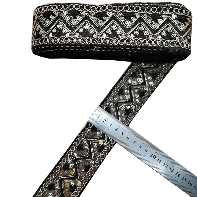 Decorazioni Cucito Nastro Pizzo Con Paillettes E Perline MECCANIXITY - 1,5cm X 10m Oro Giallo Per Cucito Creativo Nastro Cucito Fai Da Te - Foto 12