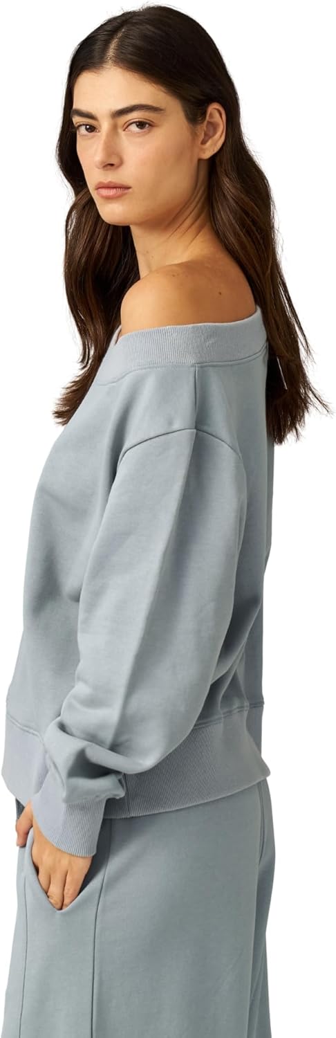 Gottex Beach Life Cozy Coast Airport Sweatshirt - Off the Shoulder Silhouette, Wide Scoop Neck, Oversized Fit
