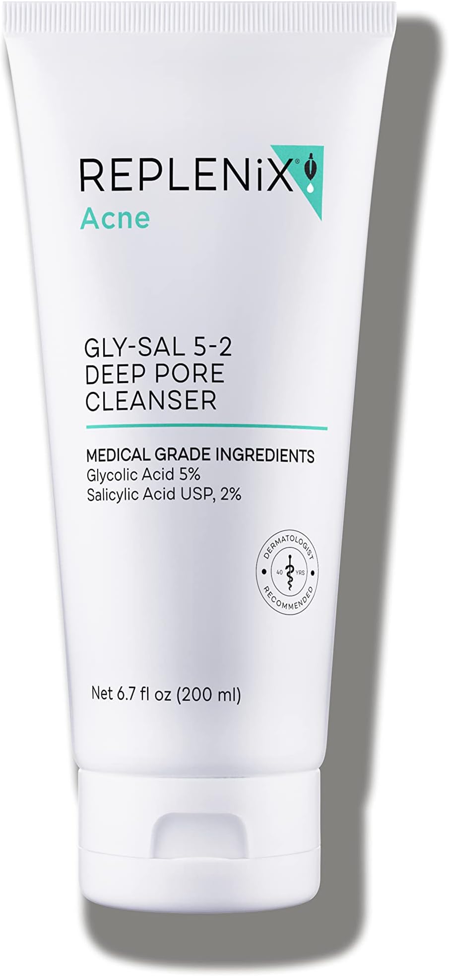 Replenix Gly-Sal Deep Pore Facial Cleanser, Medical-Grade 5% Glycolic & 2% Salicylic Acid Oil-Free Face Wash for Acne-Prone Skin (6.7 fl. oz)