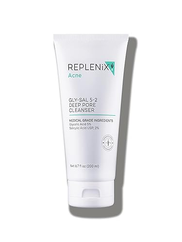 Replenix Gly-Sal Limpiador de acné de poros profundos sin aceite y de grado médico lavado facial y tratamiento con ácido glicólico y salicílico