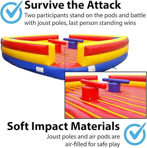 Miniatura 4 de TentandTable Juego inflable interactivo completo de Gladiator Joust Arena de 23 pies por 23 pies, 4.5 pies de alto con dos cascos incluidos, dos
