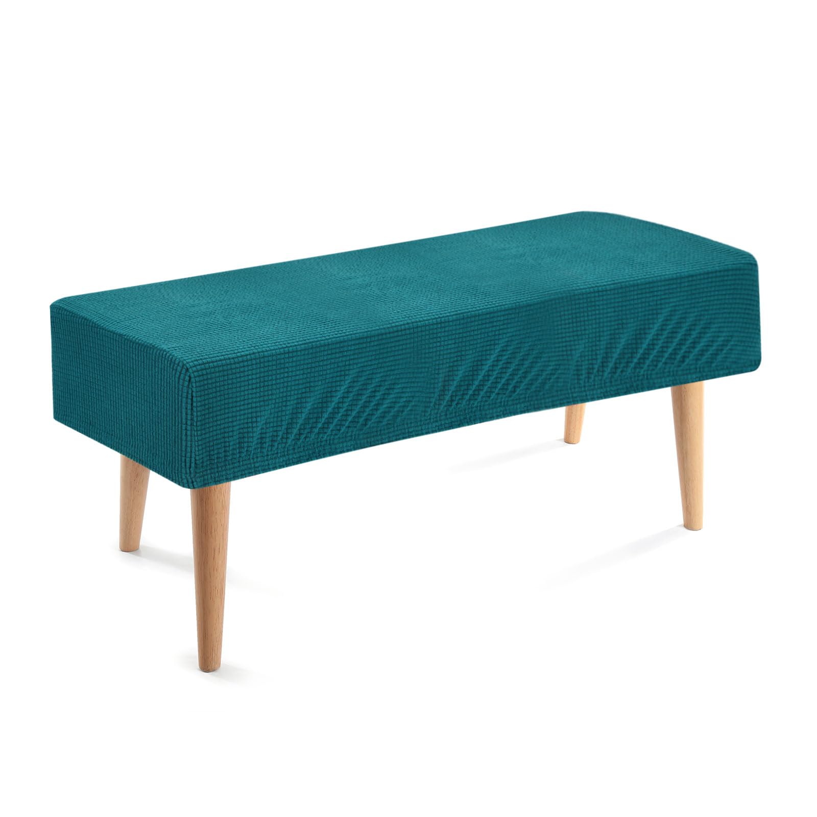uxcell Dining Bench Cover, Stretch Piano Long Bench Stool Slipcover, Rectangle Washable Seat Cushion Protector for Living Room, Bedroom and Kitchen, Teal
