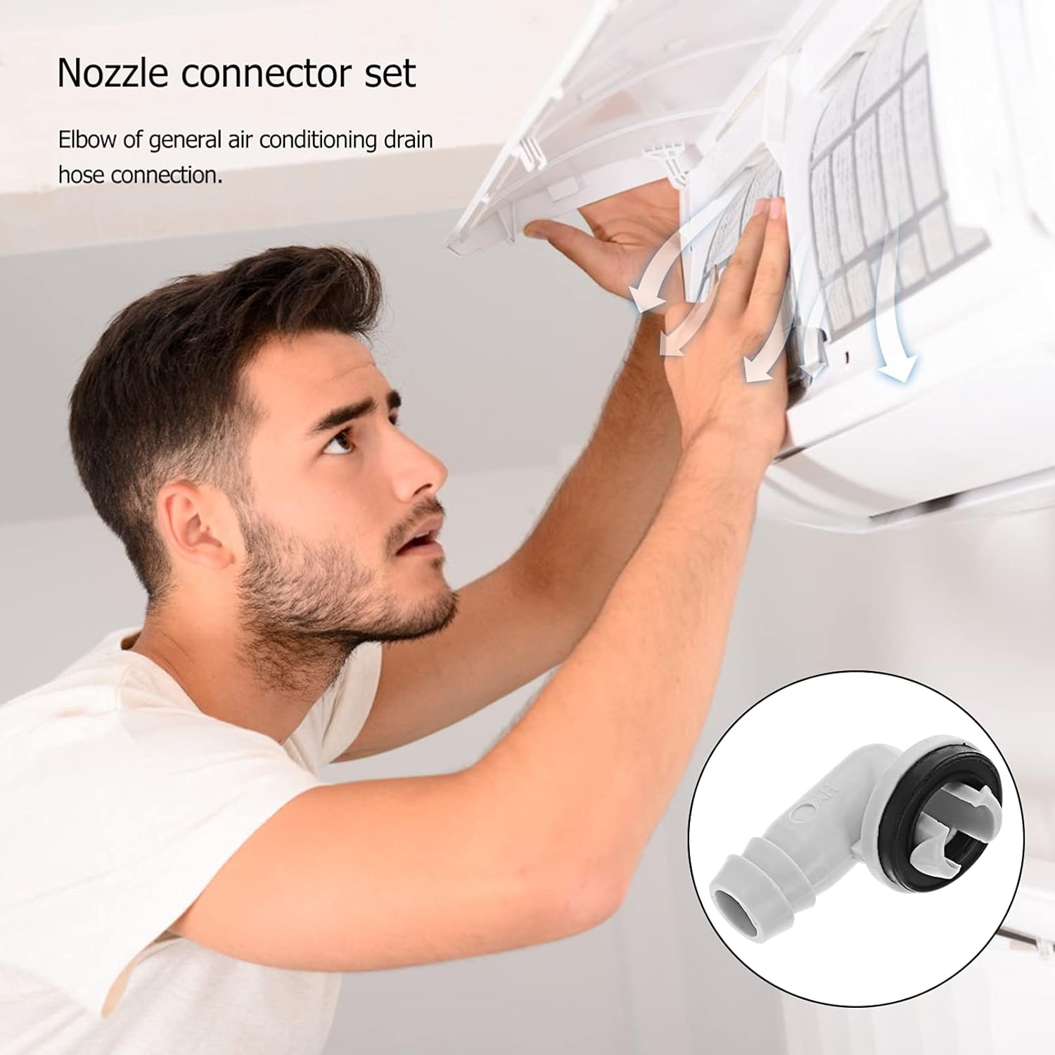 SOLUSTRE 5PCS Air Conditioner Drain Connector 3/5 Inch AC Drain Hose Elbow Fitting with Rubber Ring Air Conditioner Drain Hose Connector Elbow Connector for Window Air Conditioner Unit