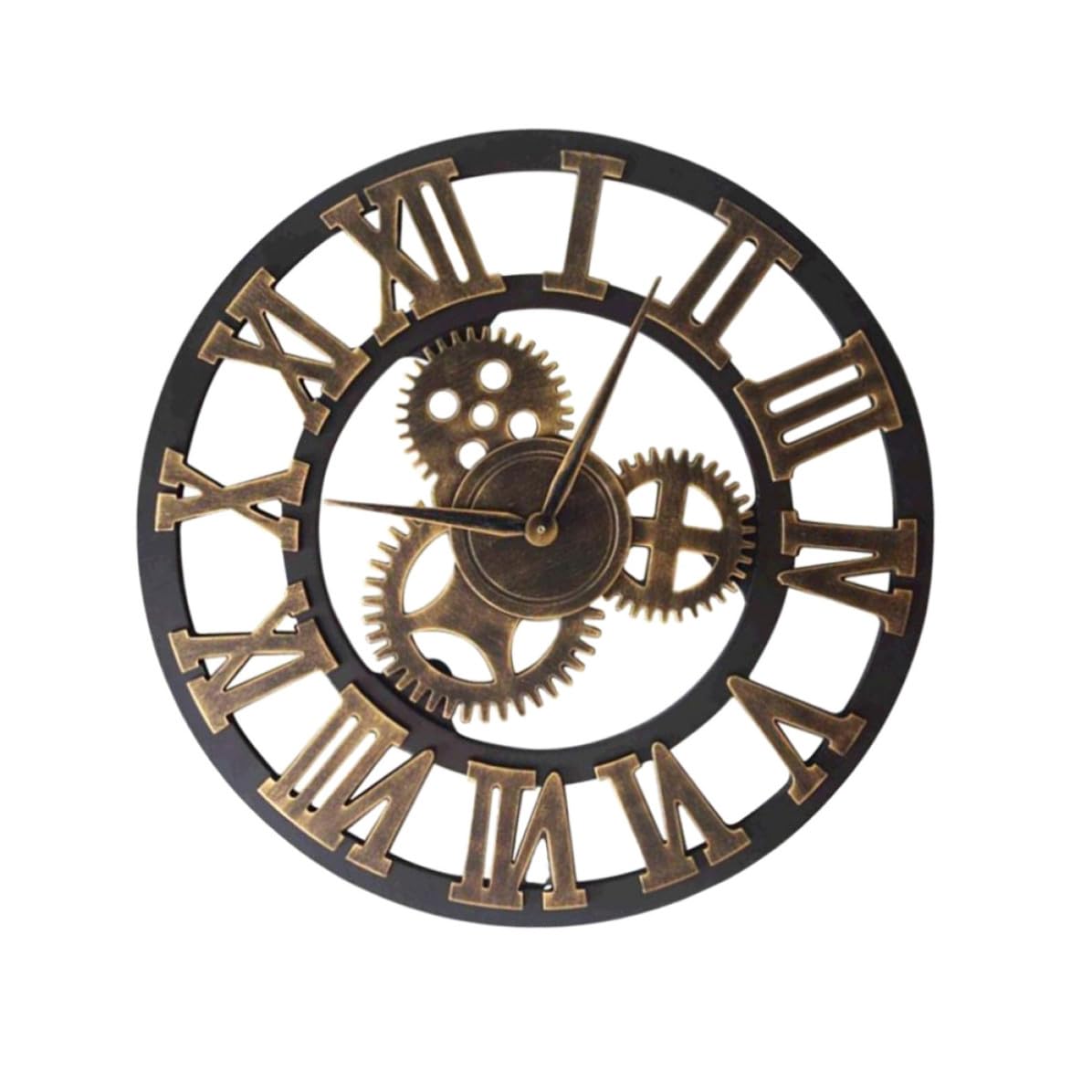 Reloj retro de pared dorado creativo industrial con engranaje 34 cm de madera estilo decorativo para decoración en casa y oficina